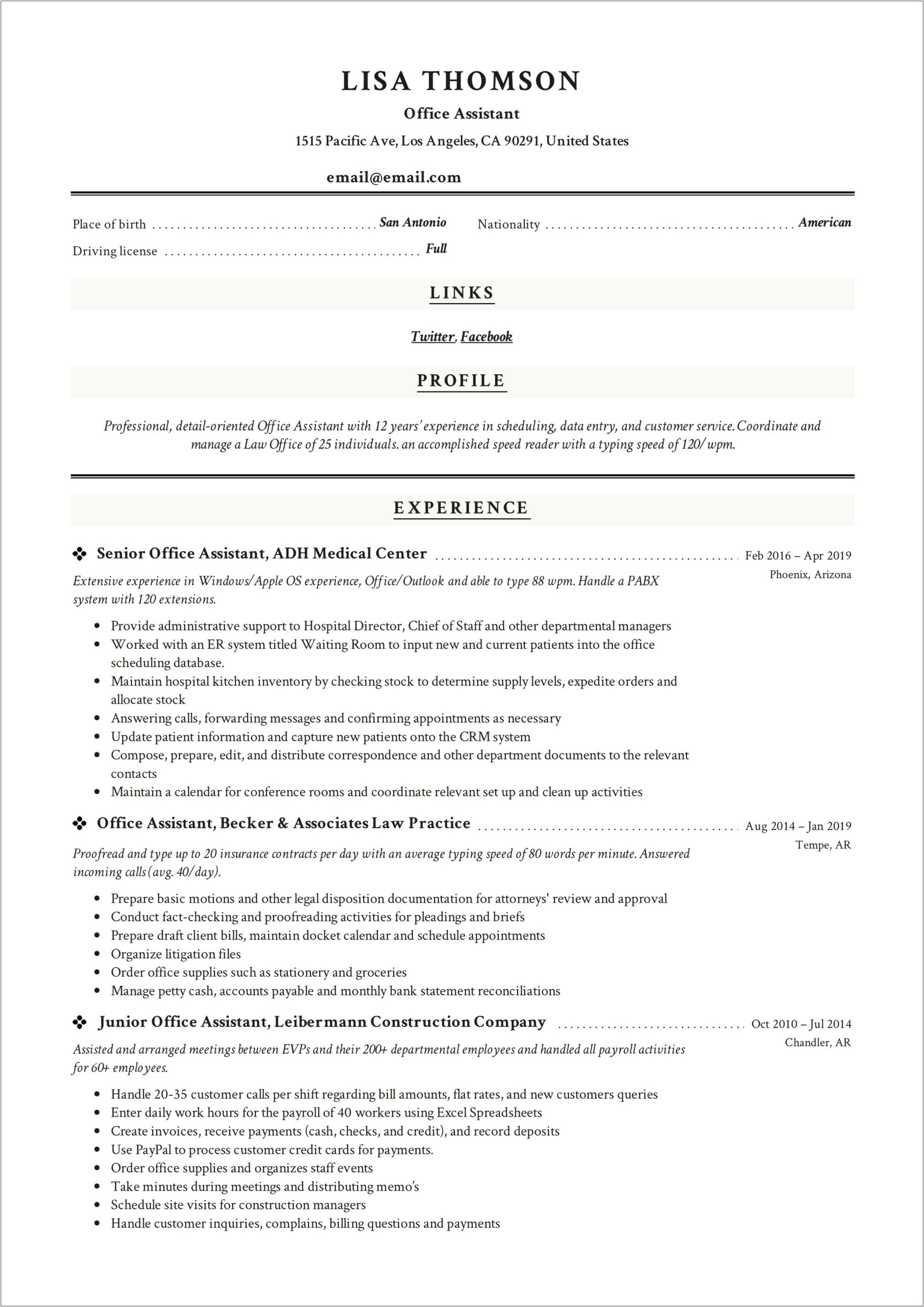 Mortage Comapny Office Assistant Resume Wording