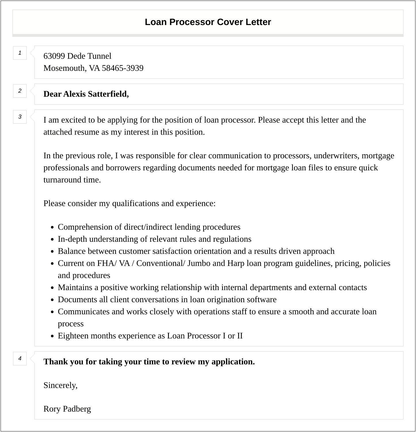 Mortgage Loan Processor Cover Letter Resume