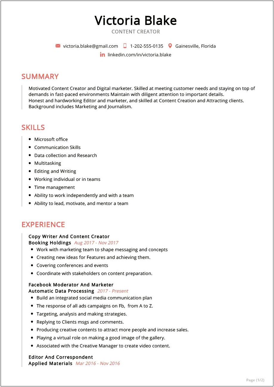 Motivated And Skilled Individual Resume Summary