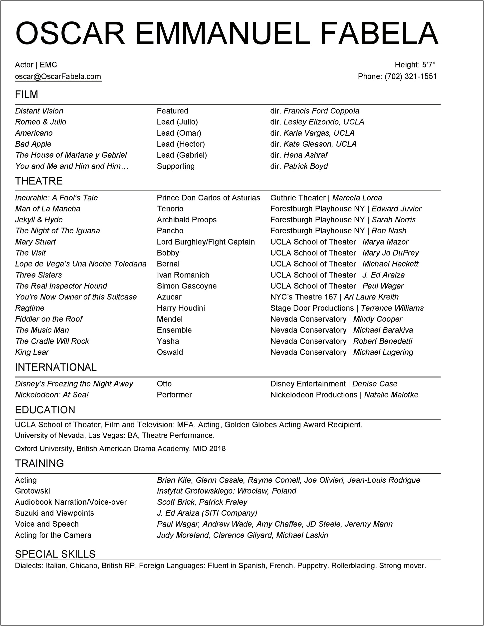 Movie Theater Resume Template For Highschool Students