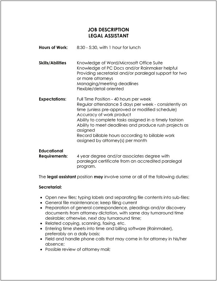 Moving Assistant Job Description For Resume
