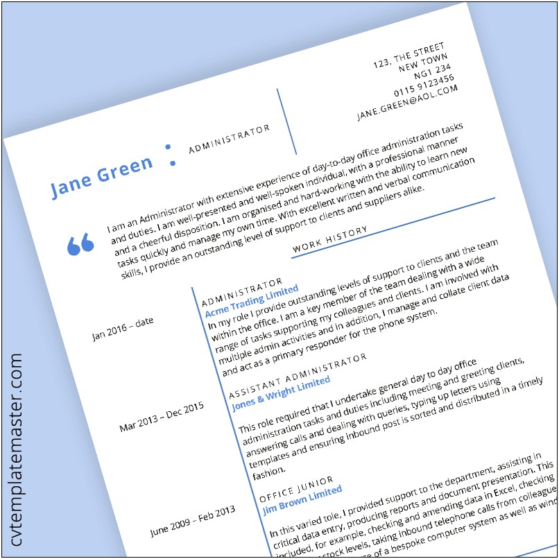 Ms Word 2007 Resume Template Download