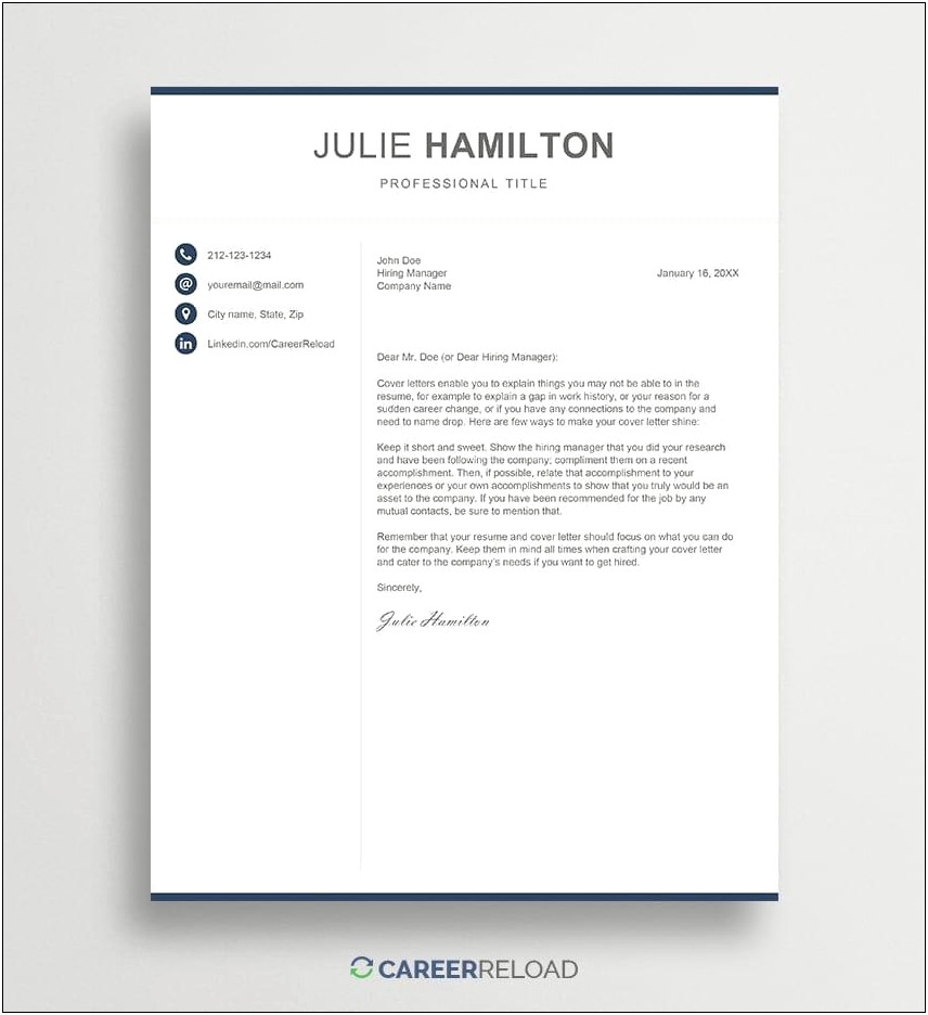 Ms Word Resume Cover Letter Template