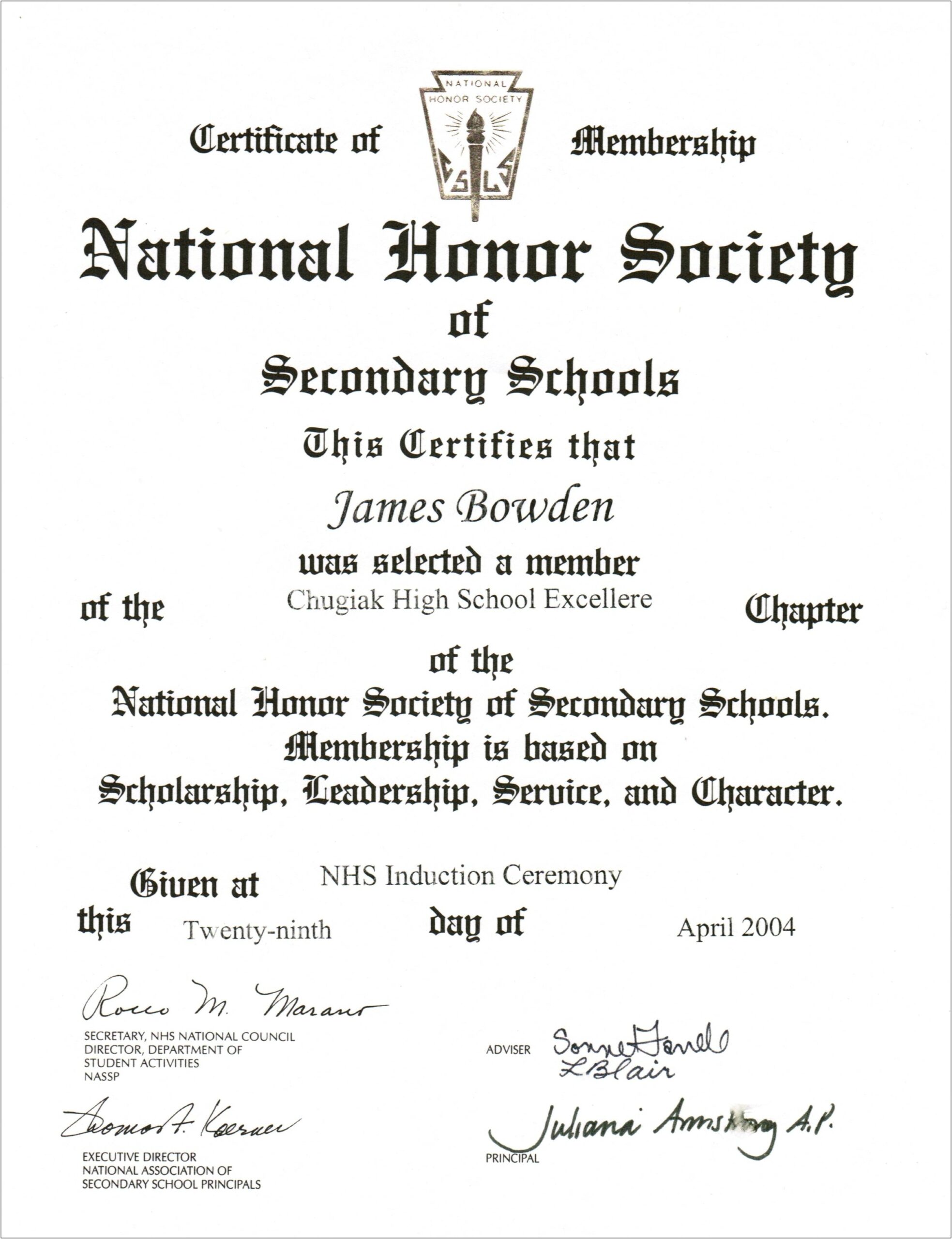 National Junior Honor Society Resume Example