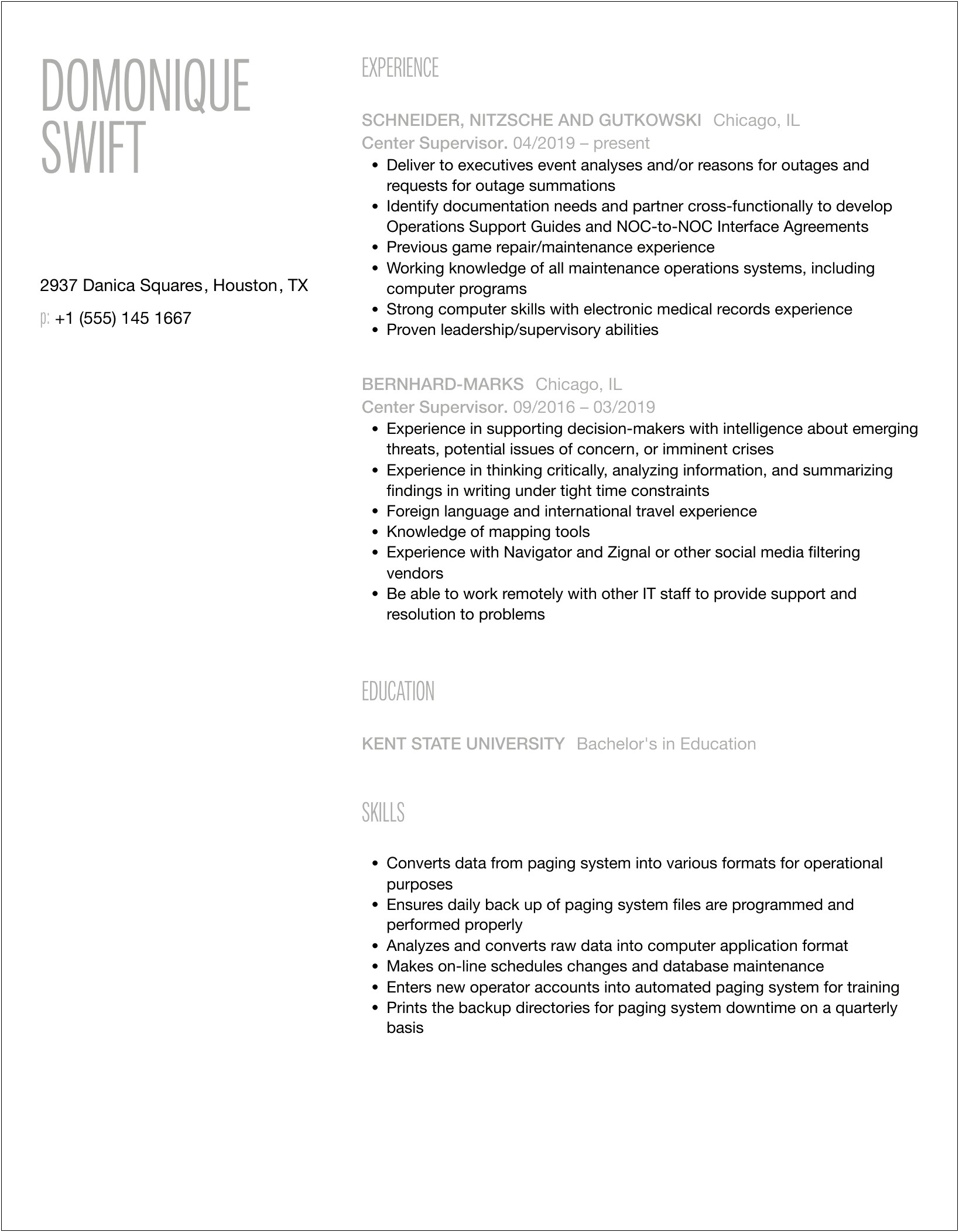 Navy Work Center Supervisor Job Description Resume