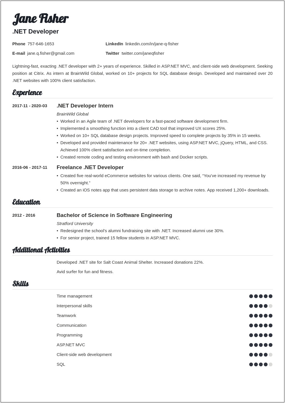 Net Developer With Emv Experience Resume