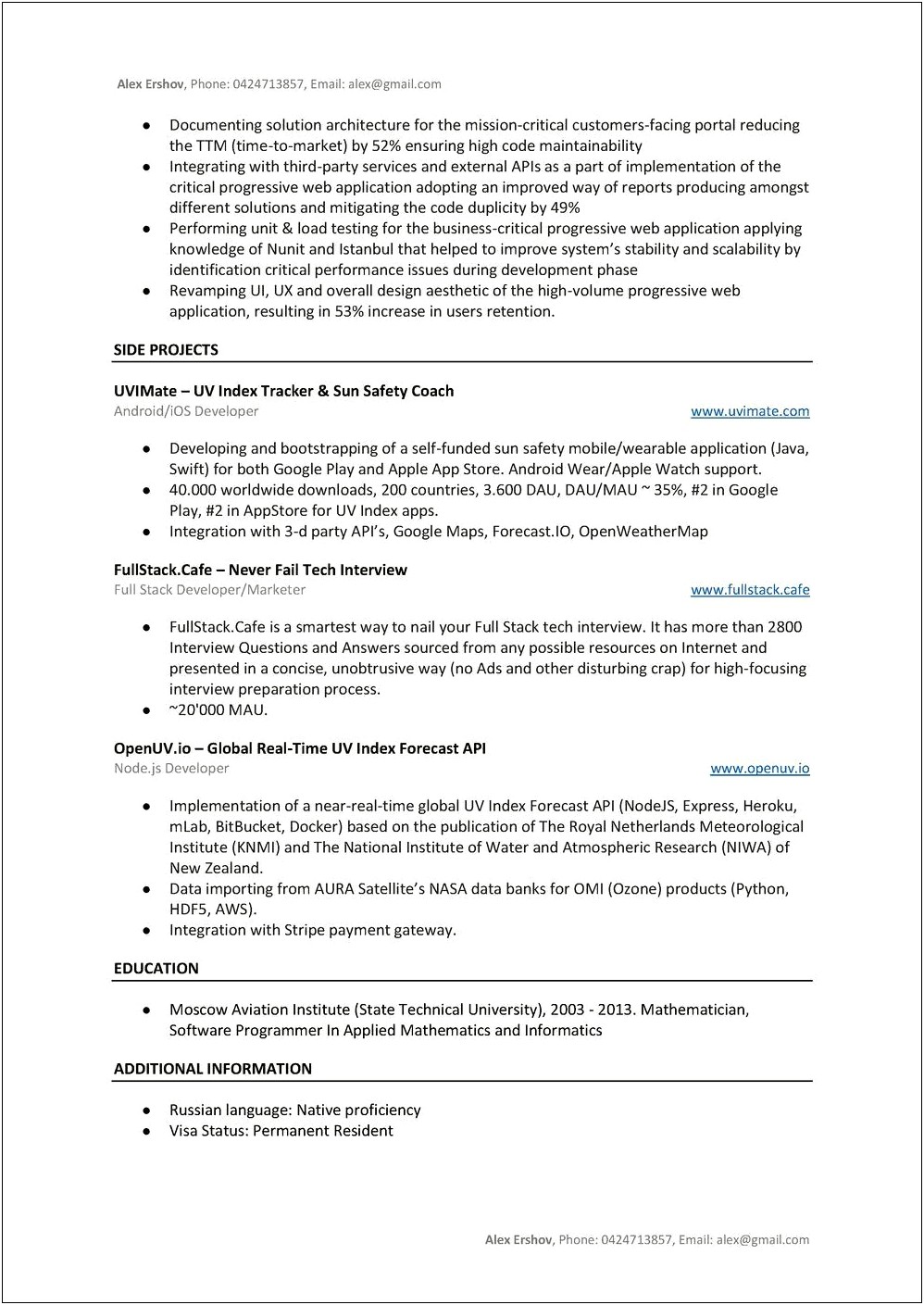 Net Sample Resume For Migration Projects