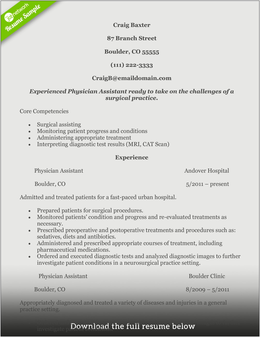 New Grad Physician Assistant Resume Objective