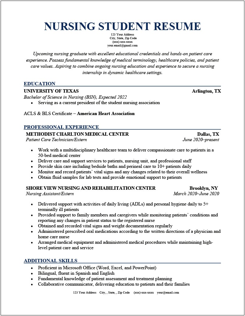 New Grad Registered Nurse Resume Add Clinical Experience