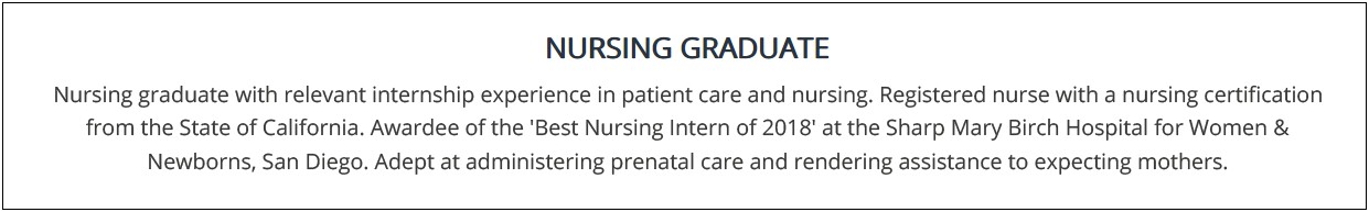 New Grad Registered Nurse Resume Objective