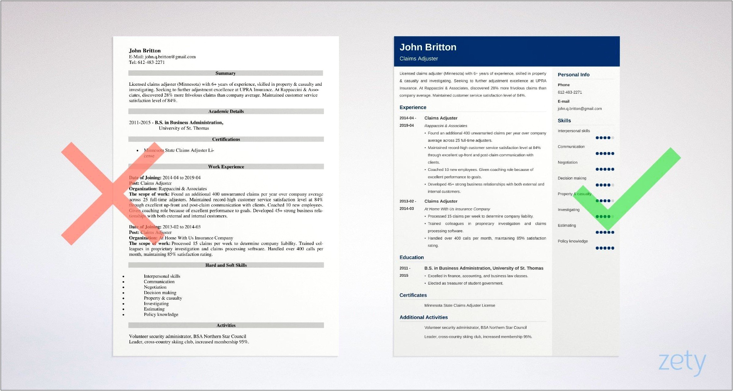 New Insurance Claims Adjuster Resume Examples