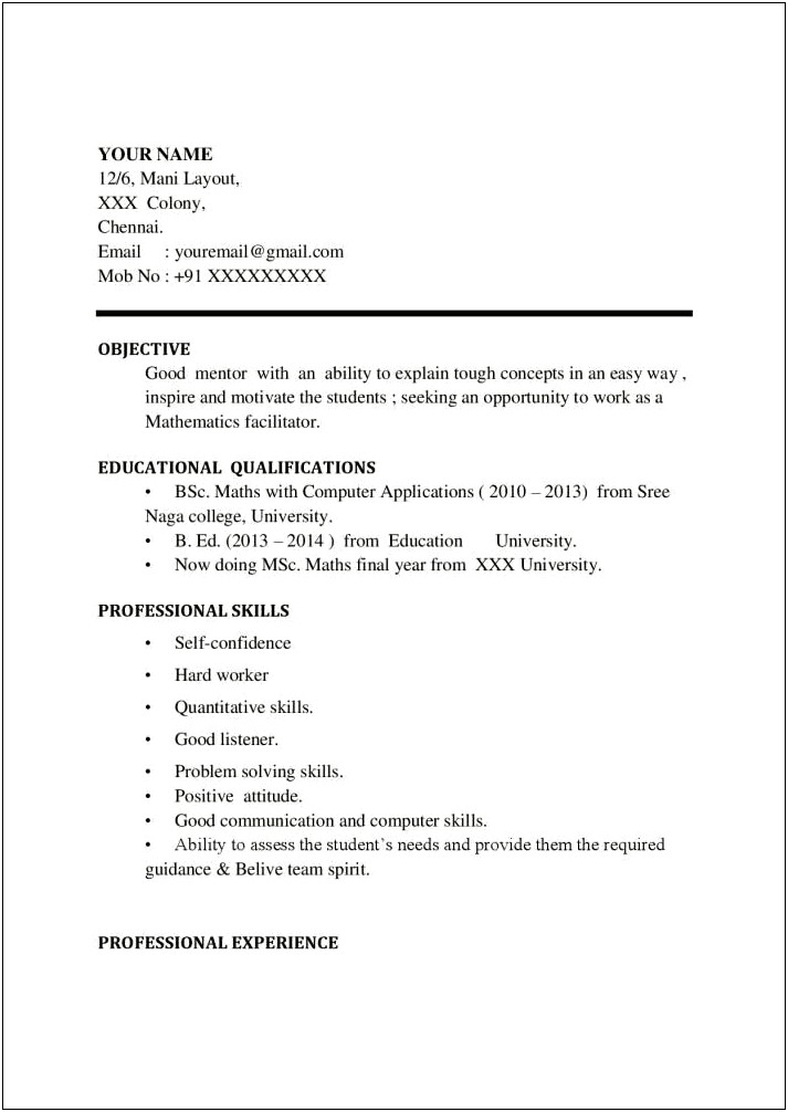 New Resume Format For Freshers 2013 Free Download