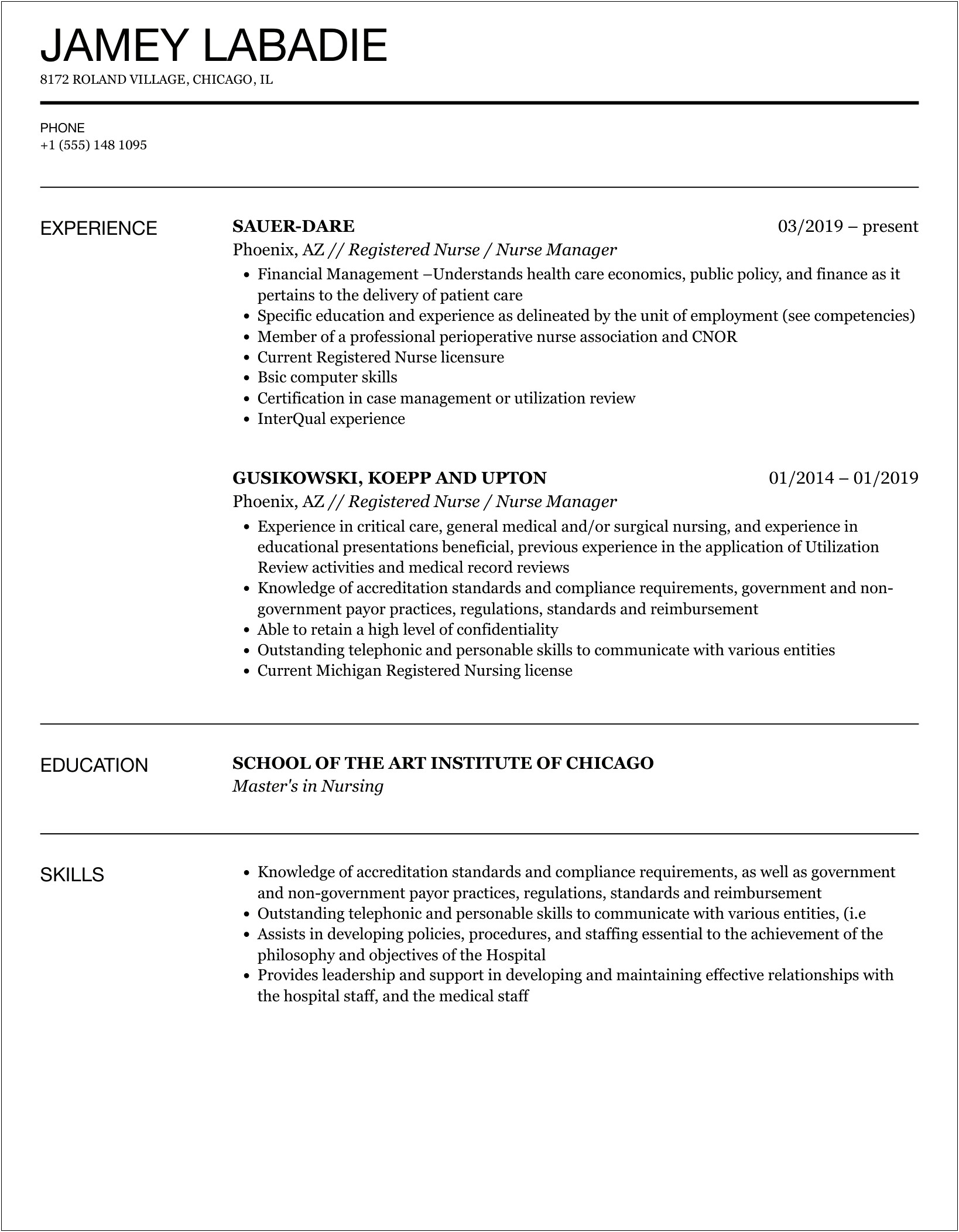 Non Certified Rn Case Manager Resume