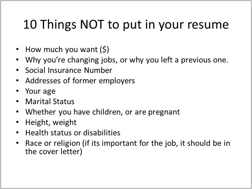 Not Putting A Job On Your Resume