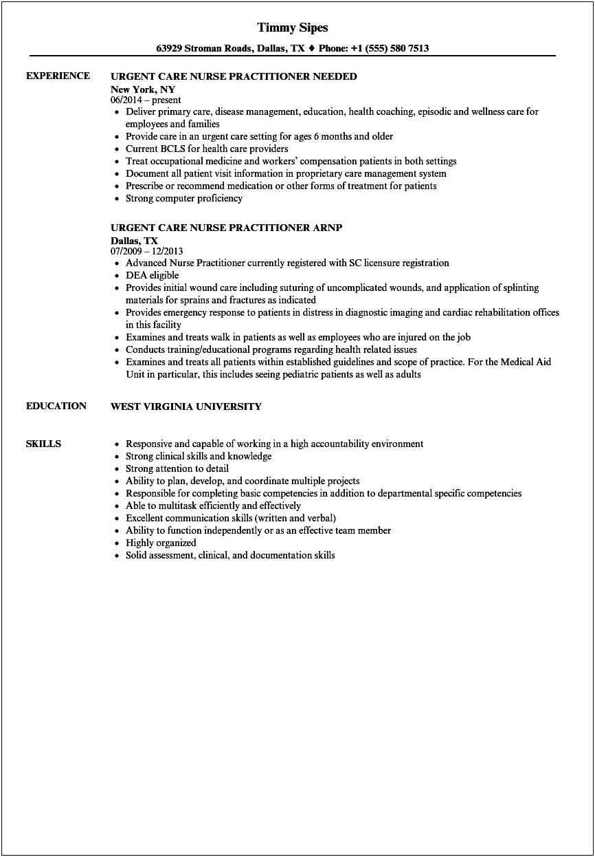 Nurse Practitioner Resume Cover Letter Examples