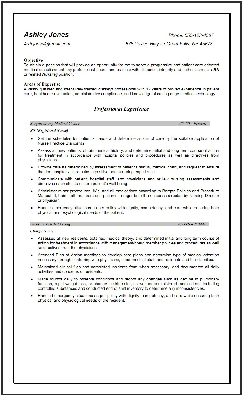 Nursing Goals And Objectives For Resume