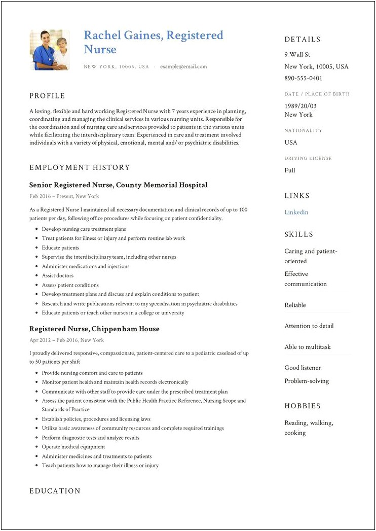 Nursing Resume Examples With Clinical Experience Australia