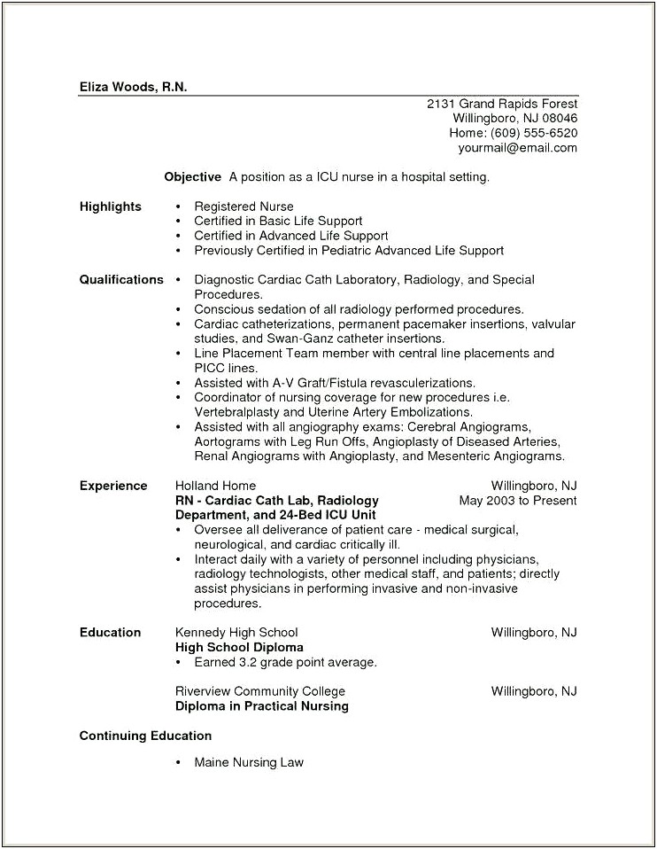 Nursing Resume Objective Statement New Grad