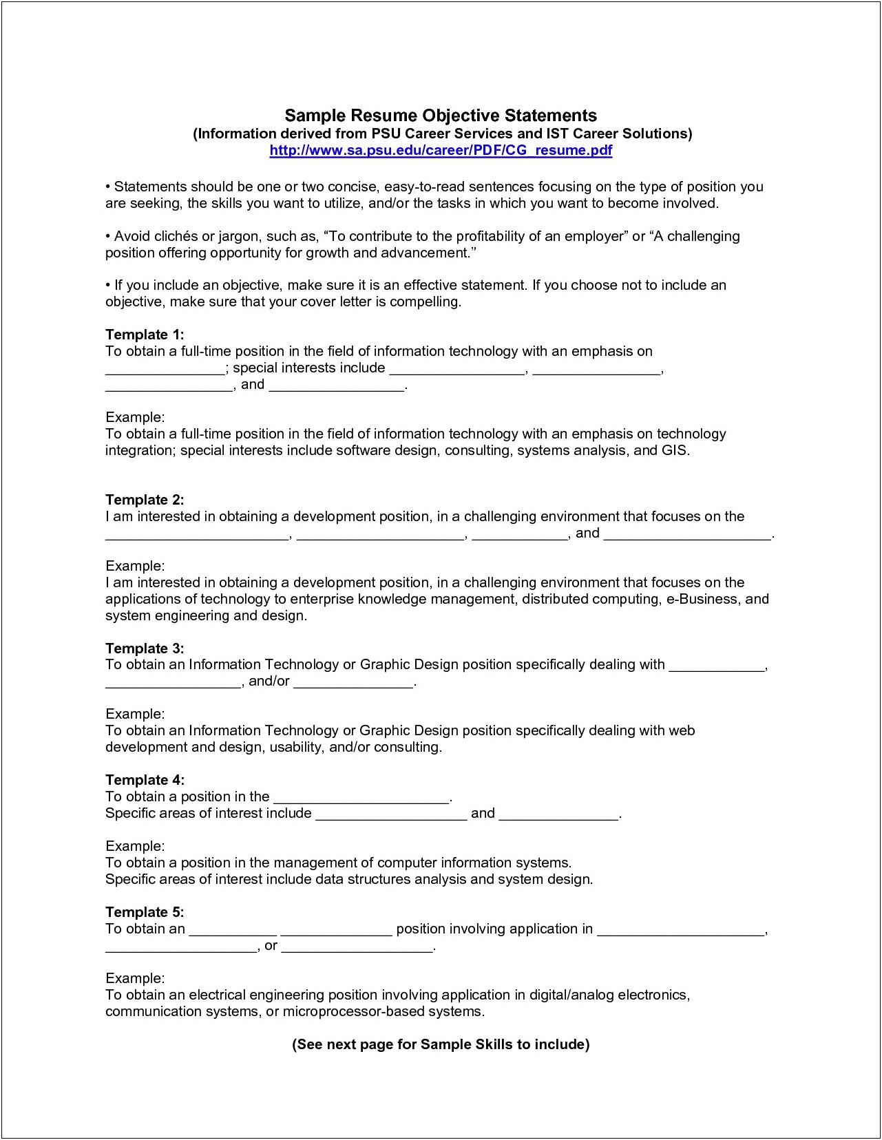 Objective Examples For Resume For New Career Change
