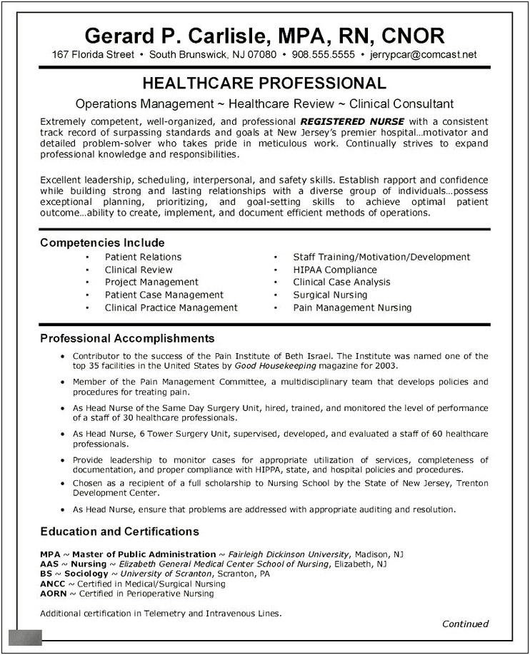 Objective For A Registered Nurse Case Manager Resume