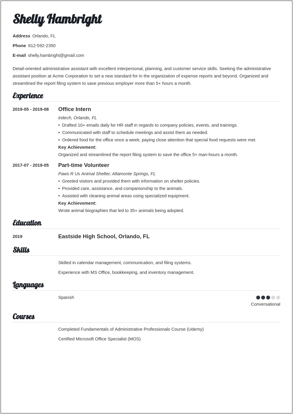 Objective For An Office Assistant Resume