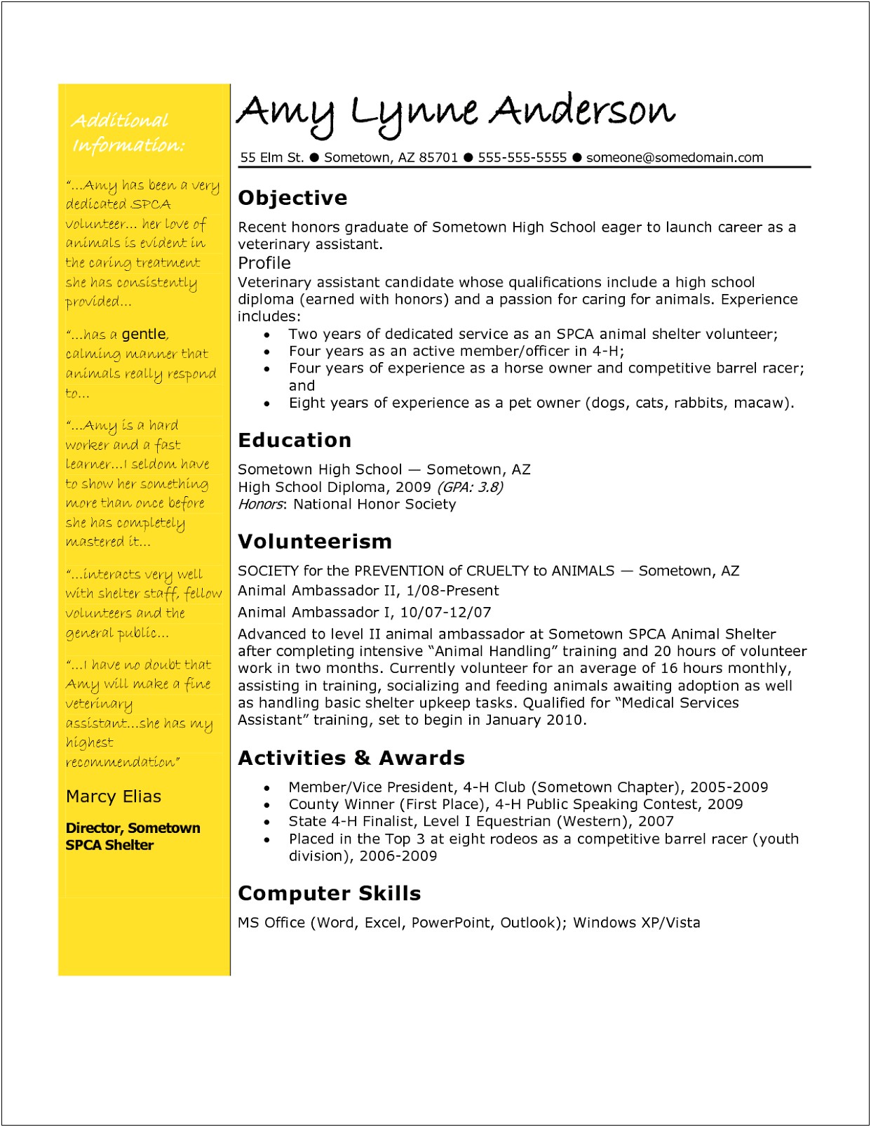 Objective For Animal Care Technician Resume