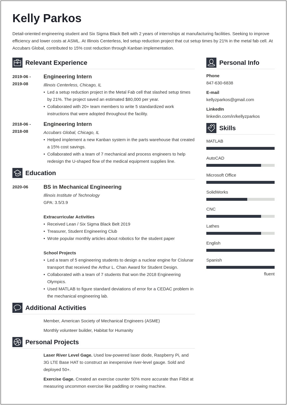Objective For College Engineering Student Resume