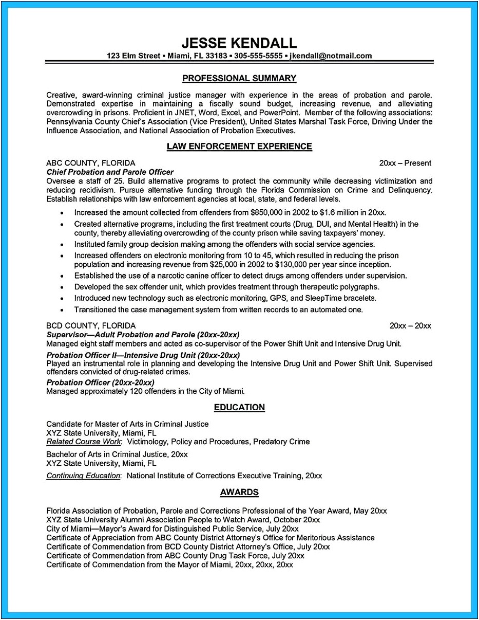 Objective For Correctional Officer Resume Examples