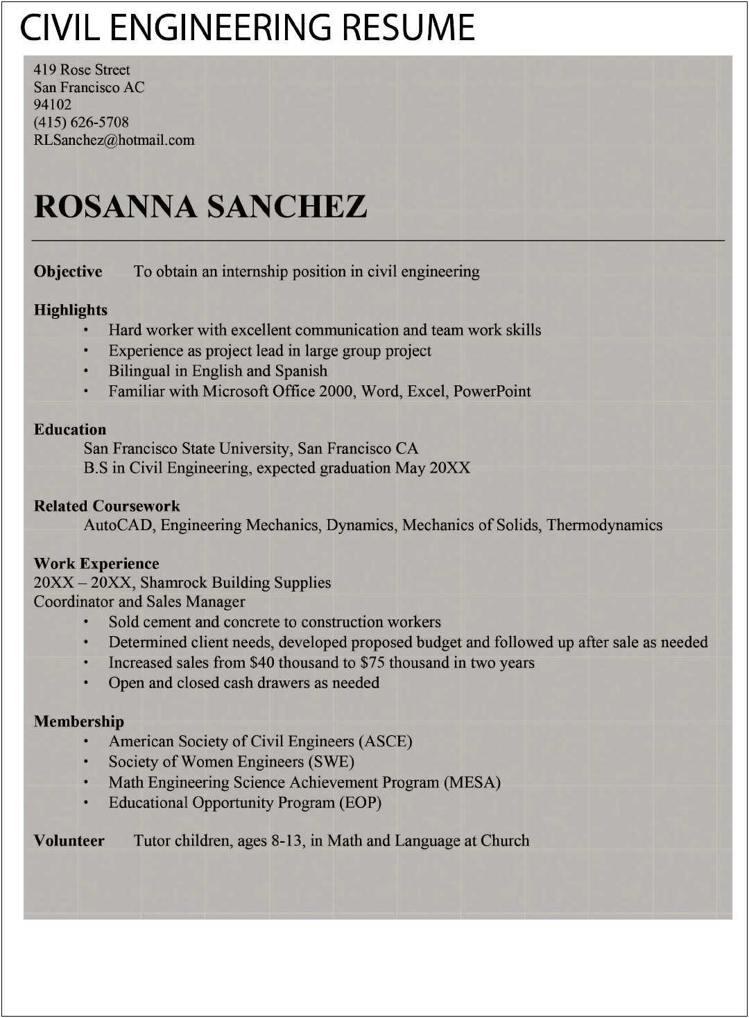 Objective For Entry Level Engineering Resume