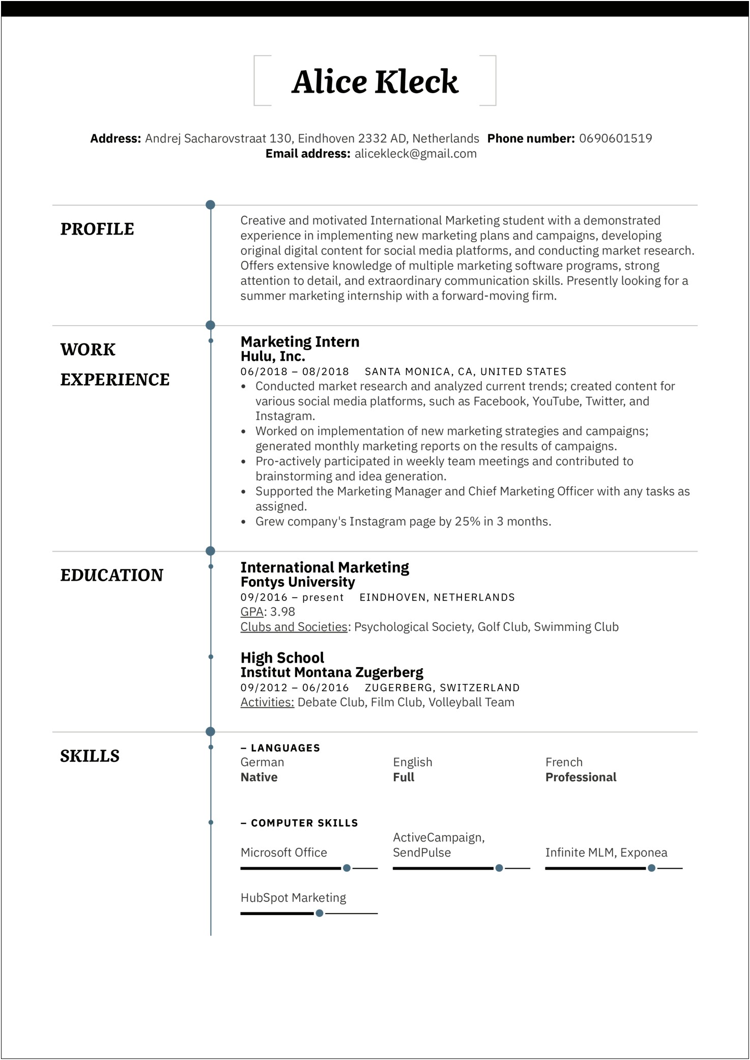Objective For Inbound Marketing Position Resume Template