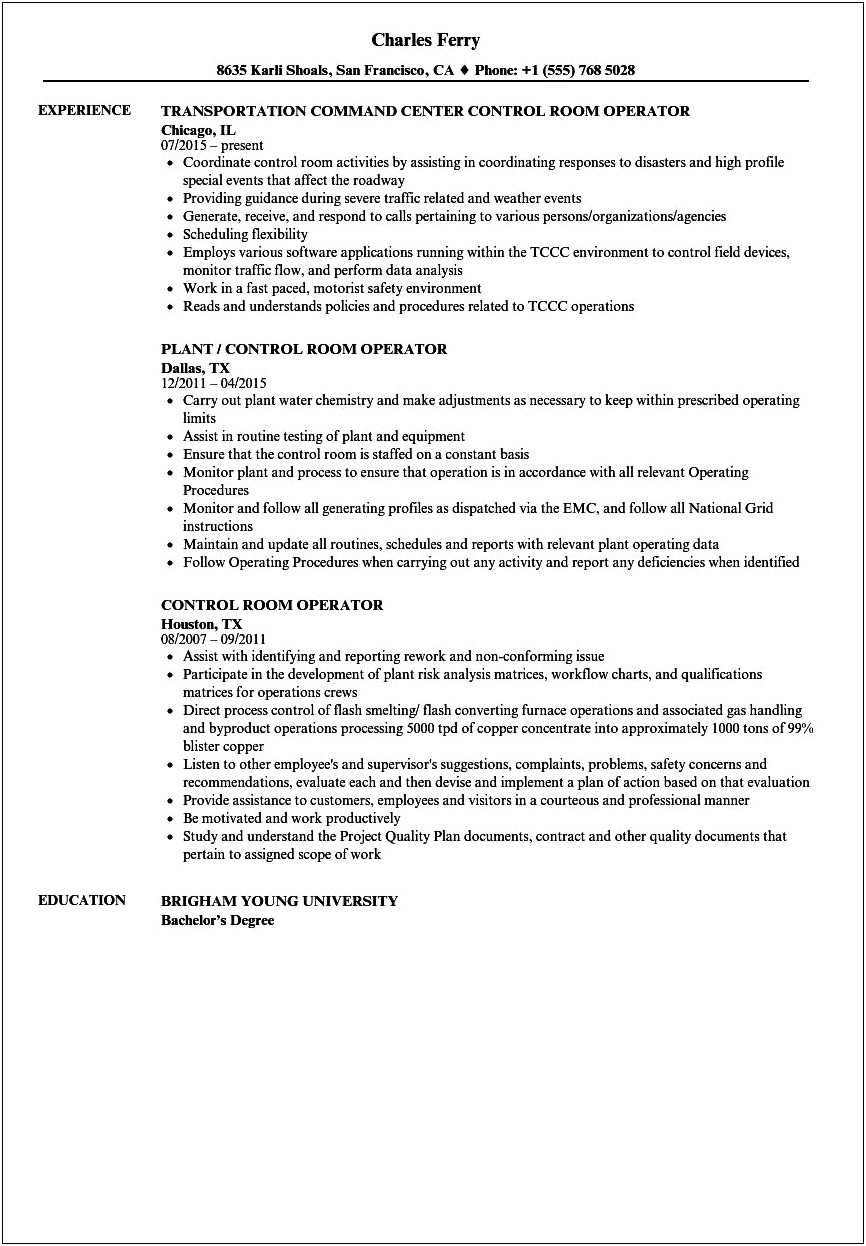 Objective For Refinery Operator Officer Resume Examples