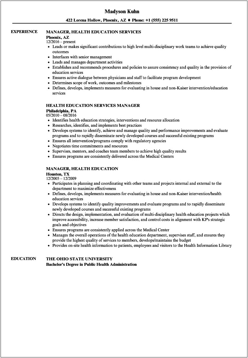 Objective For Resume For Education Specialist