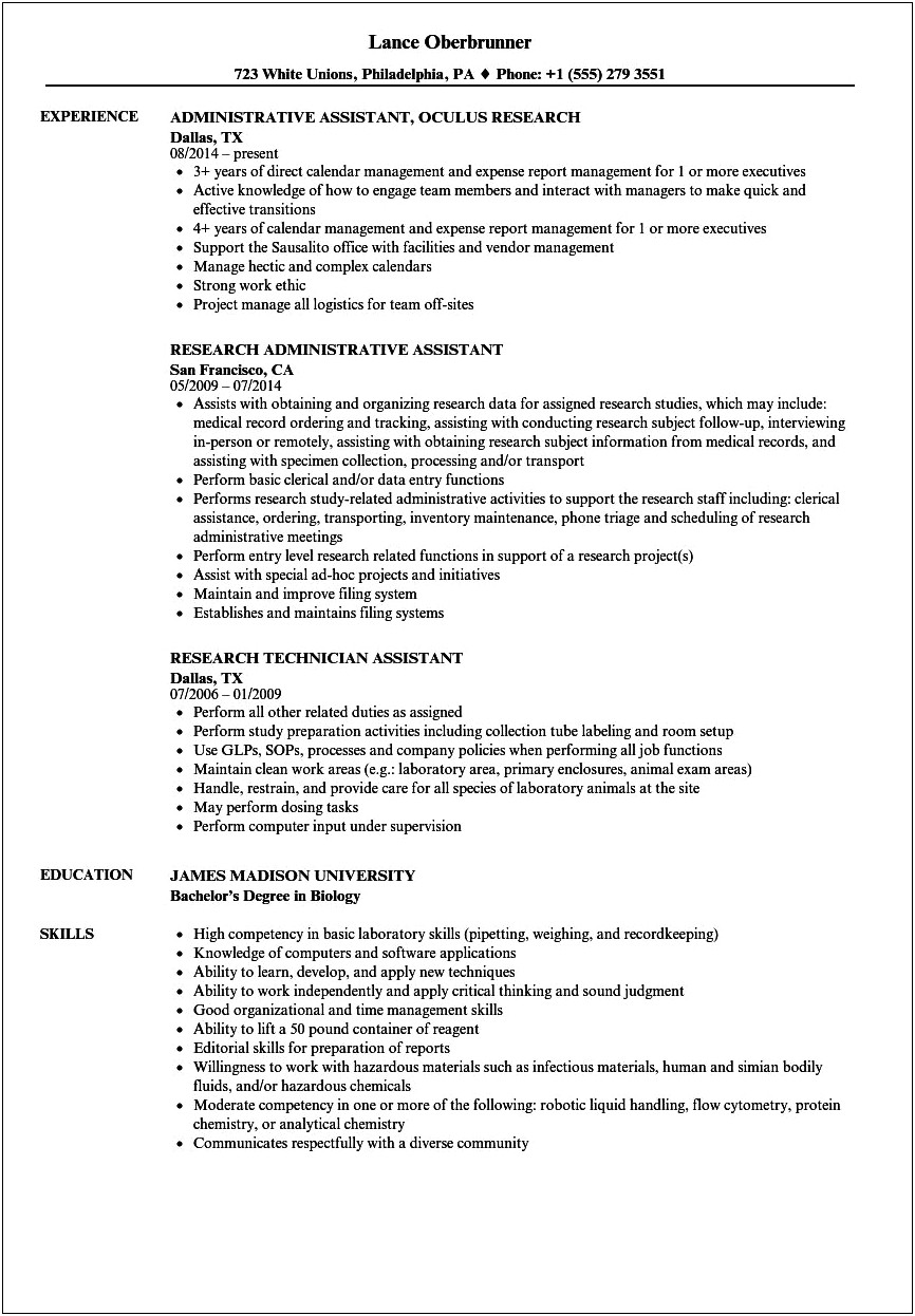 Objective For Resume Graduate Lab Assistant Experience