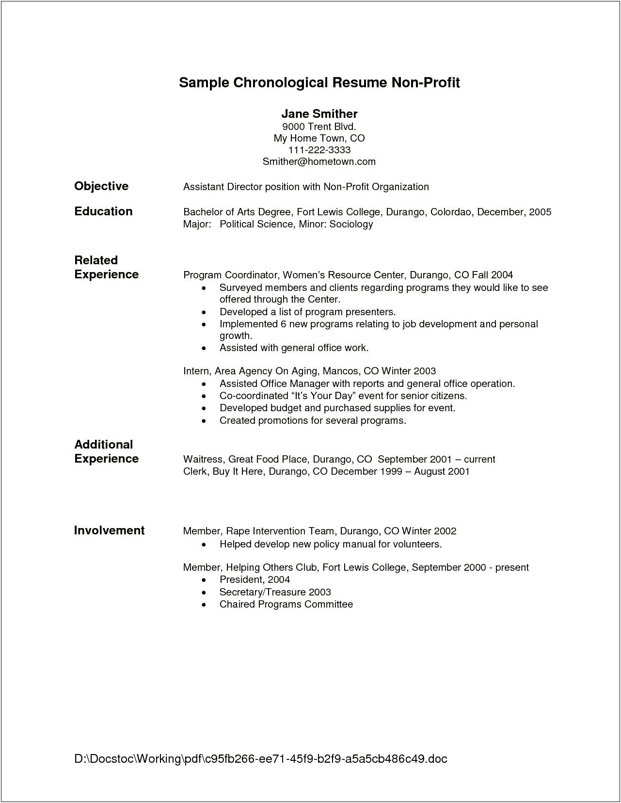 Objective For Resume Samples Helping Others