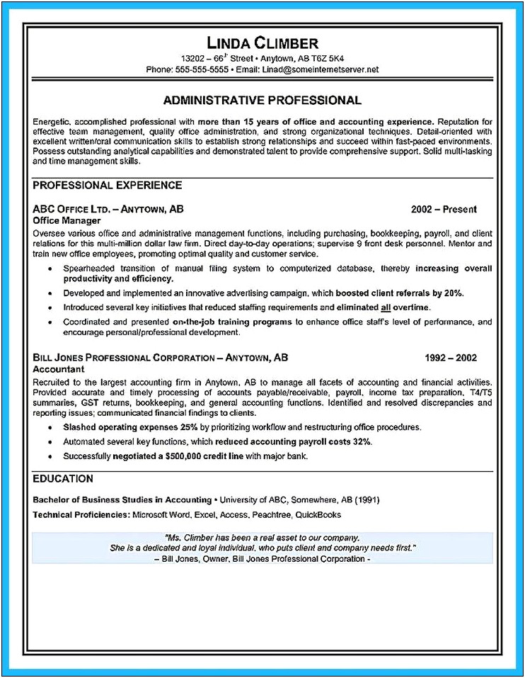 Objective For Resume Seeking Administrative Position