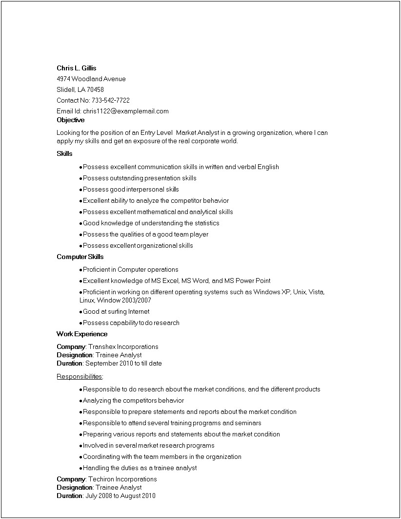 Objective In A Resume For Marketing Resume