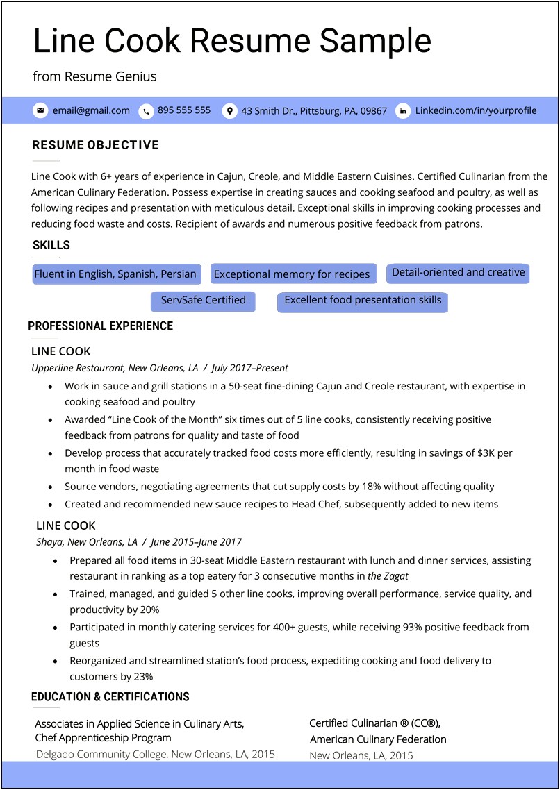 Objective Line For Part Time Resume