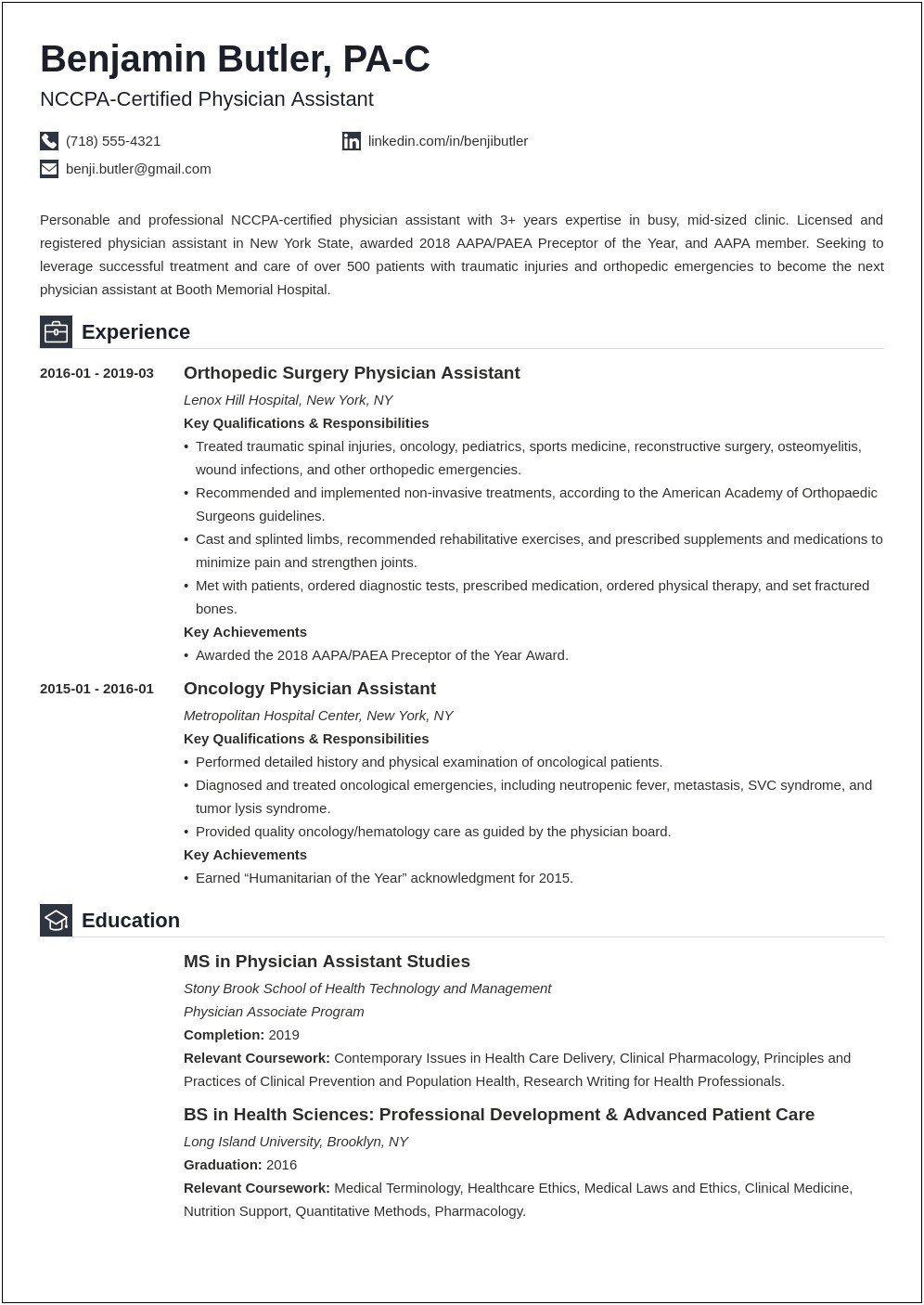 Objective Of A Physician Assistant Resume