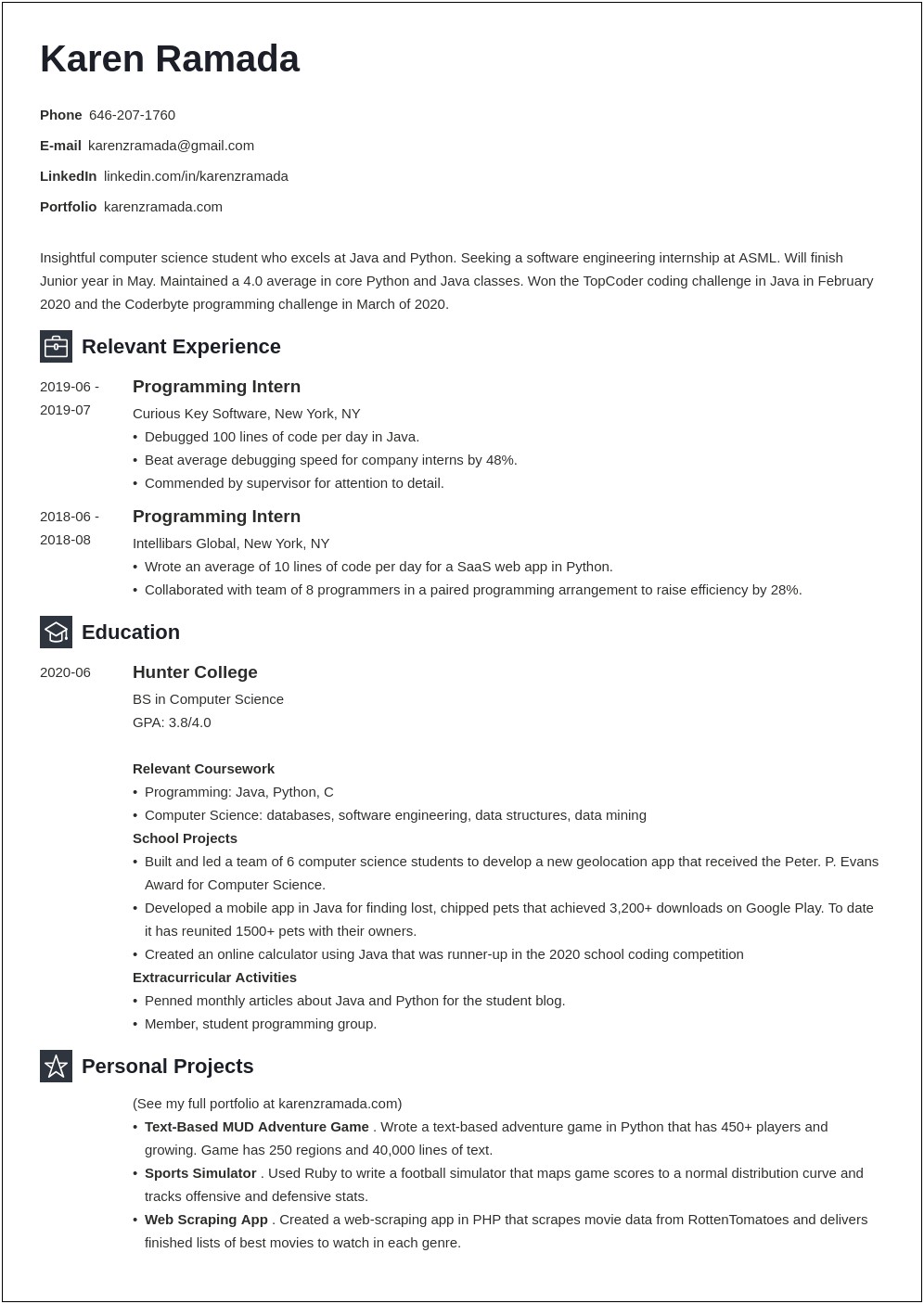 Objective Of Computer Science Student In Resume