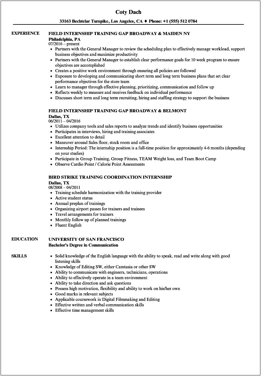 Objective Of Industrial Training In Resume