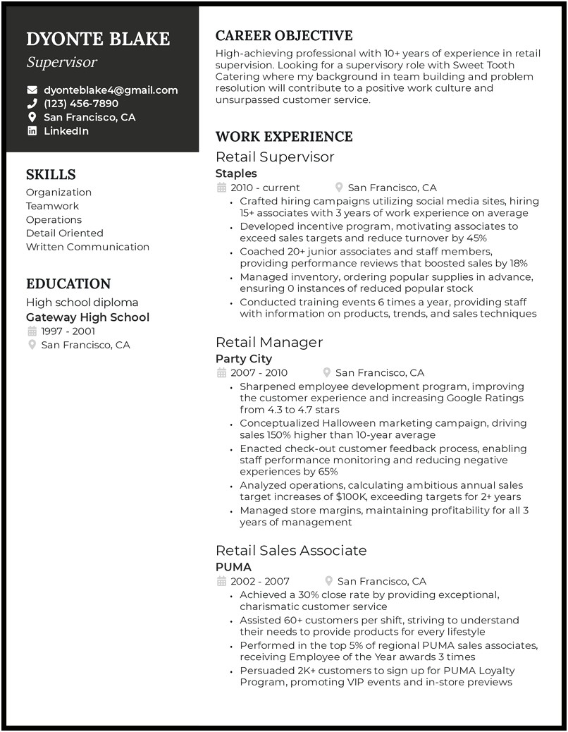 Objective On A Resume For Call Center Supervisor
