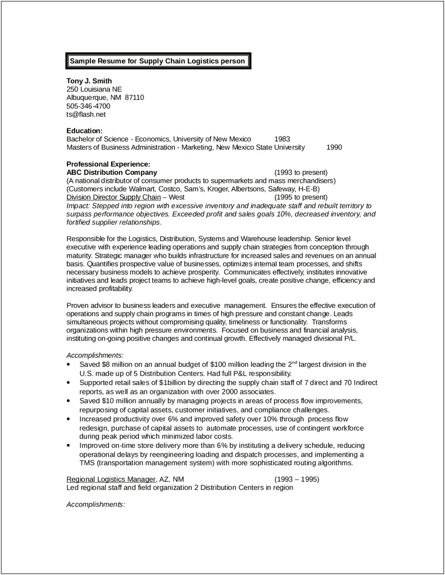Objective On Resume For A Random Employer
