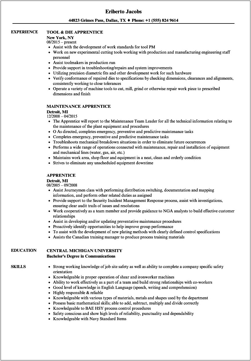 Objective On Resume For Cosmetology Apprenticeship