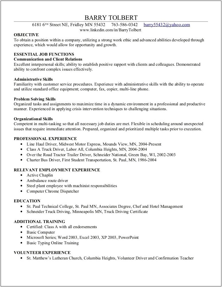Objective On Resume For Dispatcher Position