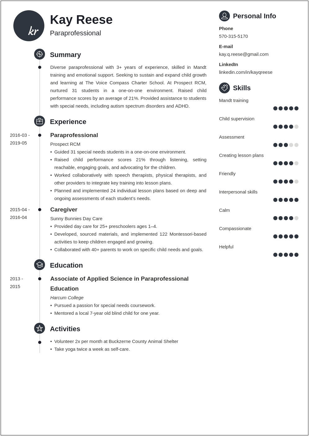 Objective On Resume For Paraprofessional Example