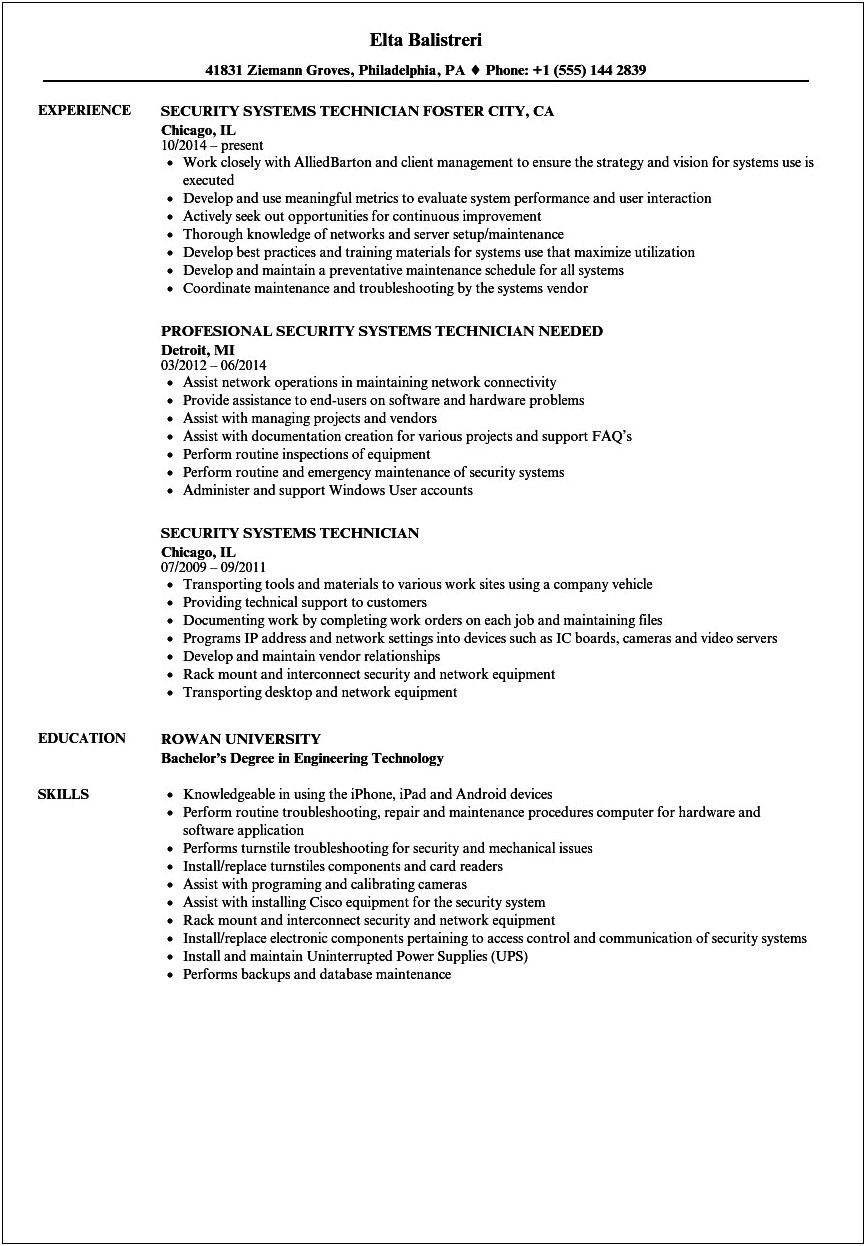 Objective On Resume For Security Position