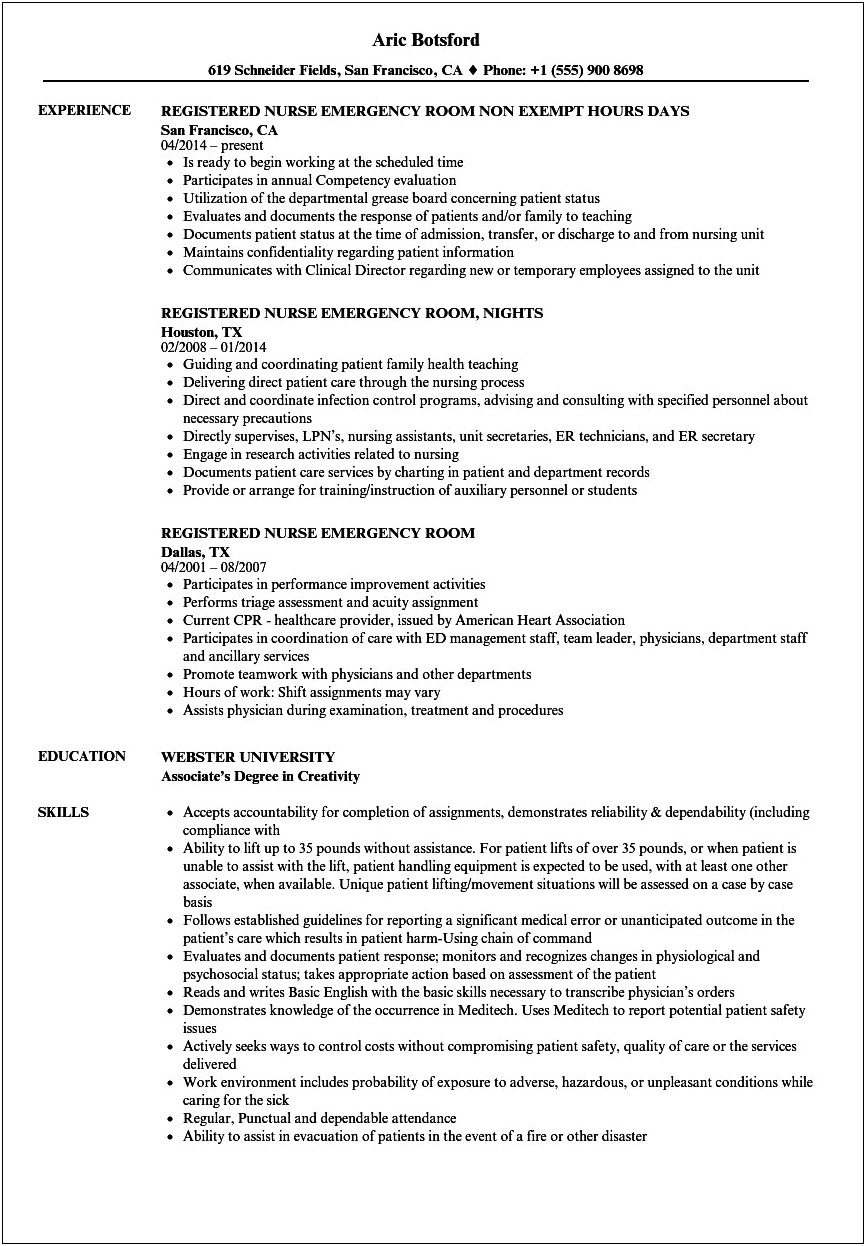 Objective Resume Examples For Emergency Medicine