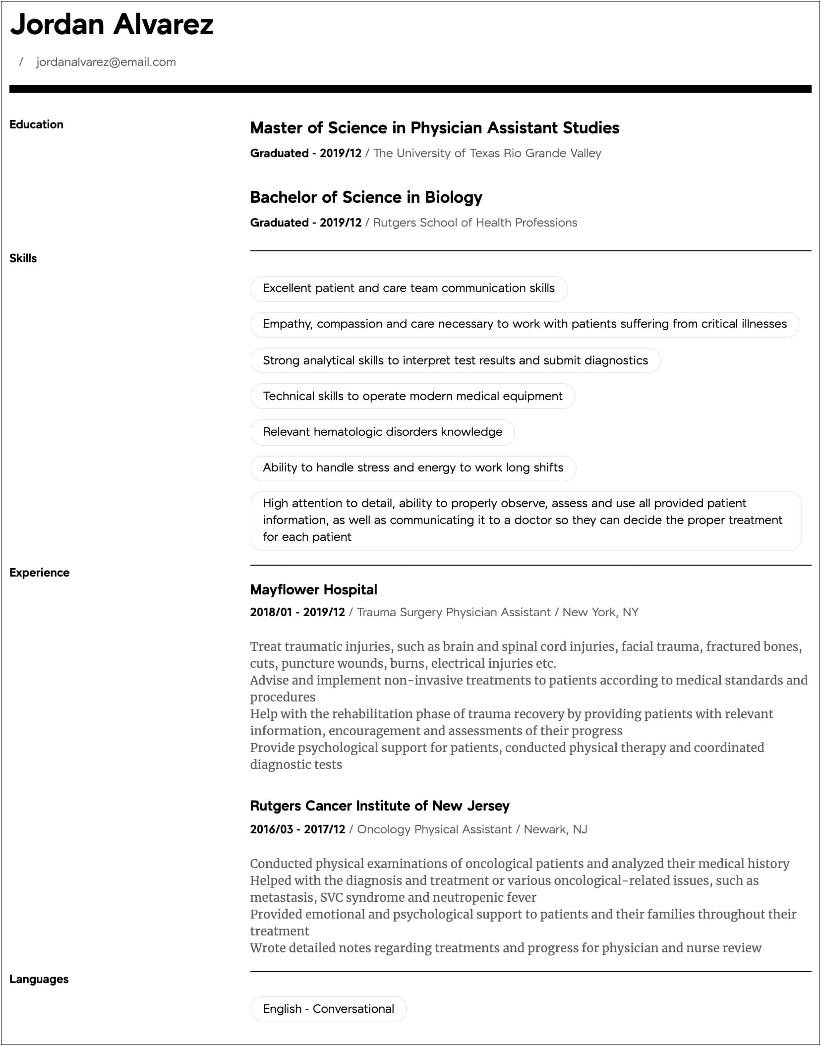 Objective Resume Examples For Physician Assistant