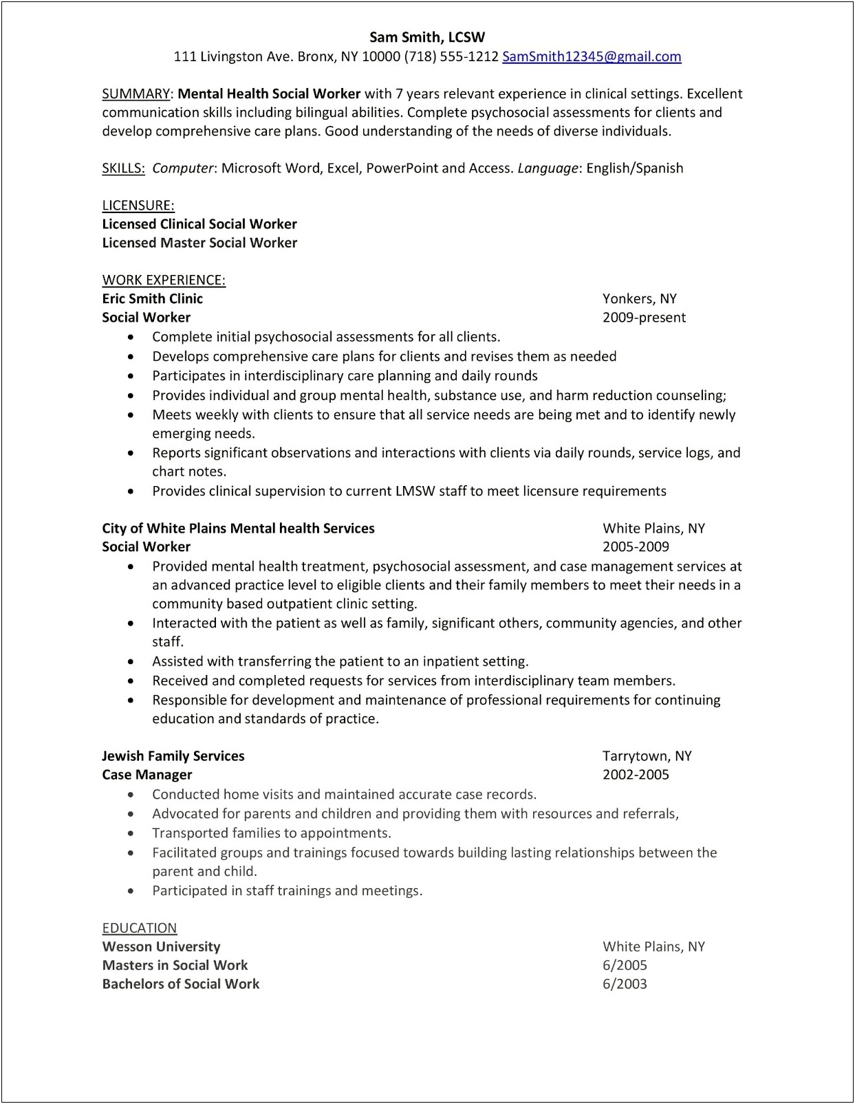Objective Section Of Resume For Mental Health Therapist