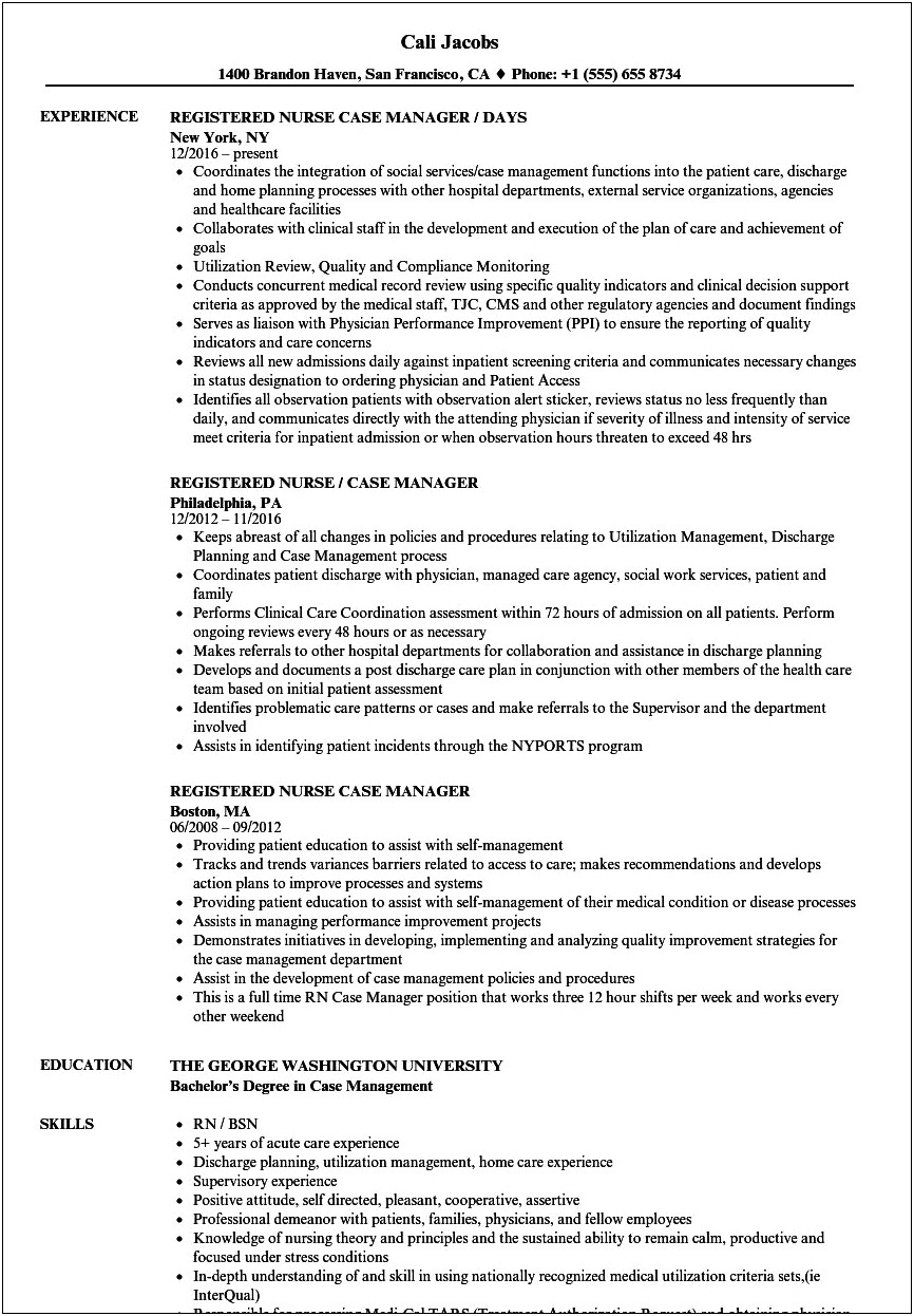 Objective Statement For Nursing Management Resume